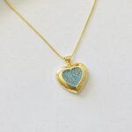 Cadena corazón chunky circón azules