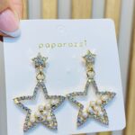 Aretes brillantes estrella perlada