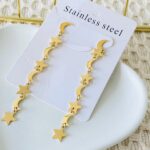 Aretes largos estrella y media luna