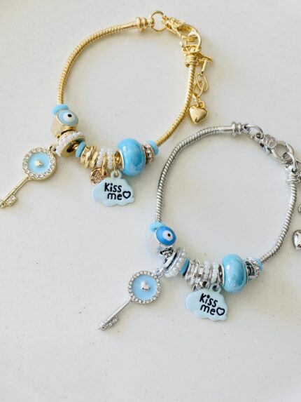 Pulsera llave azul ojo turco