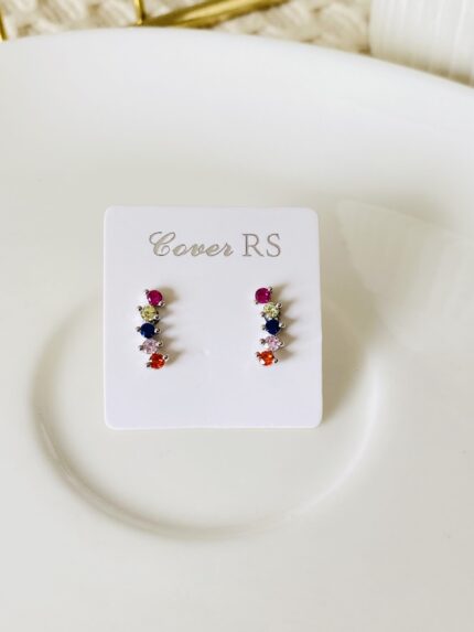 Topo varita plateada con circones colores