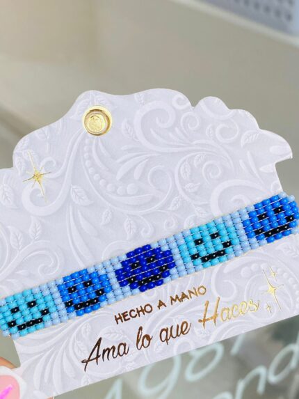 Manilla mostacilla carita feliz azul