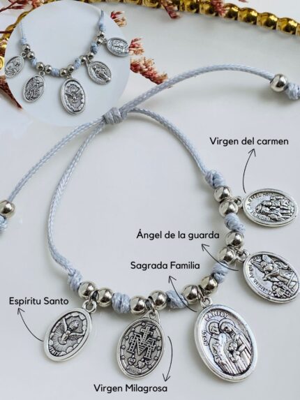 Pulsera Religiosa Gris Grande