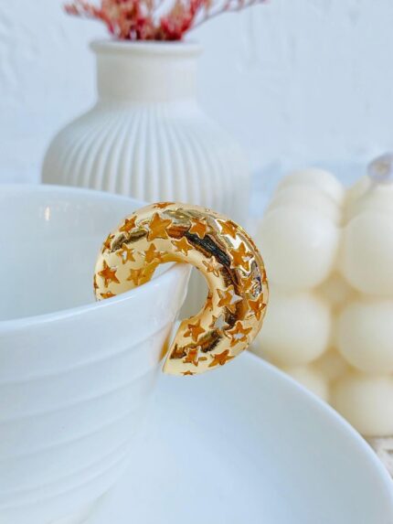 Earcuff Plastimetal Estrellas Dorado