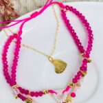 Tobillera - Fucsia y corazones.
