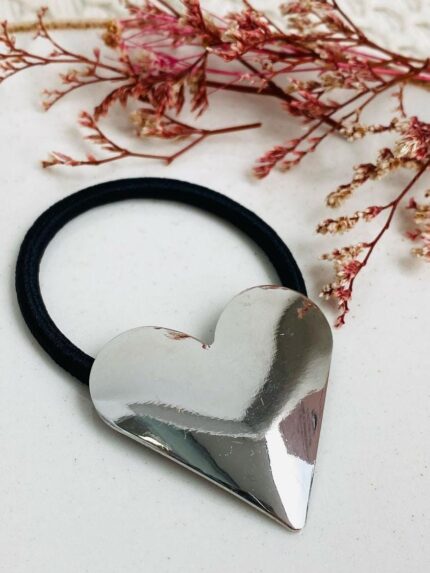 Pony cuff Corazón brillante plateado