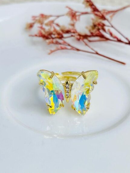 Anillo mariposa transparente