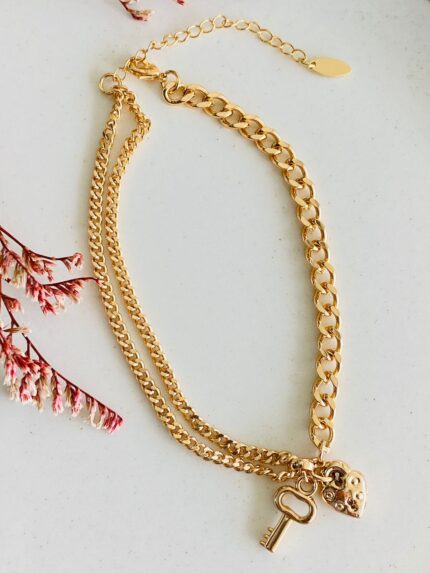 Tobillera llave de corazón