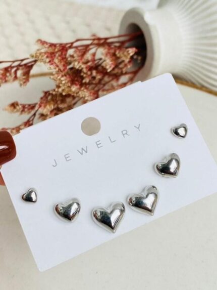Set De Topos corazón chunky Plateado