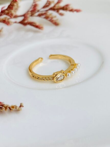 Anillo Carita Circón Perla