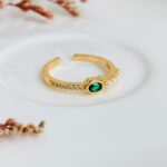 Anillo Carita Circón Verde Perla