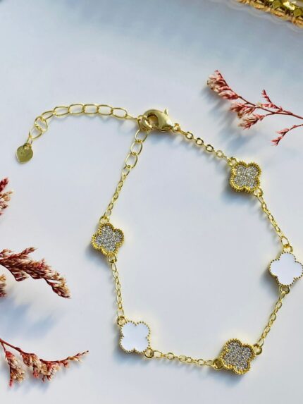 Pulsera Mini Trébol Blanco