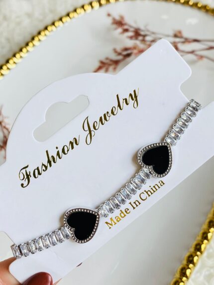 Pulsera Corazón Negro/Plateado