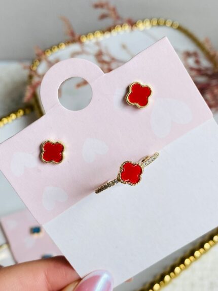 Set De Topo / Anillo Van Cleef Rojo