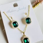 Set Rodio Cristal Verde Perlado