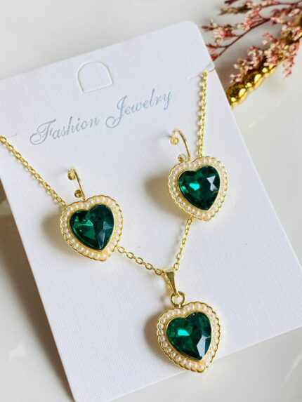 Set Rodio Corazón Cristal Verde
