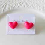 Arete Corazón Rosa Chunky