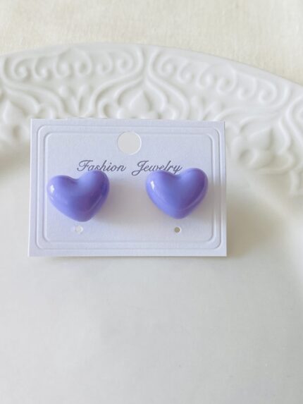 Arete Corazón Lila Chunky