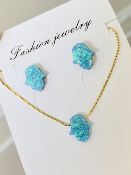 Set Ópalo Mano De Fátima Azul