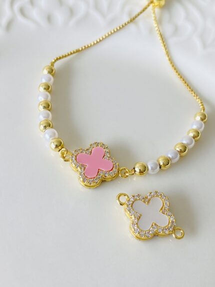 Pulsera Van Cleff Rosa/Blanco
