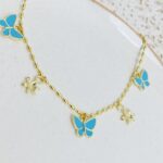Cadena Charms Mariposas Verde Menta