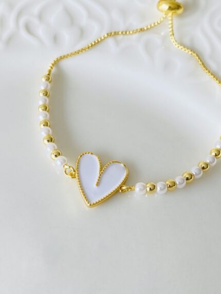 Pulsera Corazón Blanco