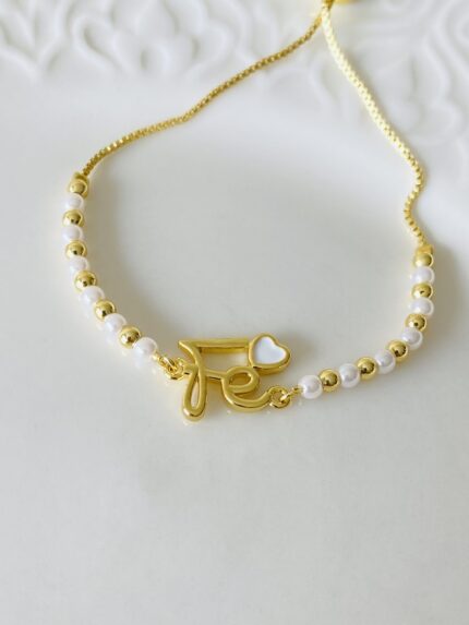Pulsera FE Corazón Blanco