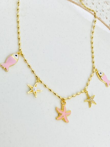 Cadena Charms Estrellas Rosa