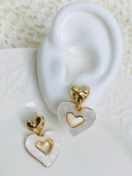 Arete Corazones Nácar