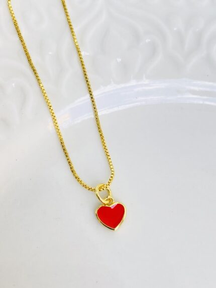Cadena Mini Corazón Plano Rojo