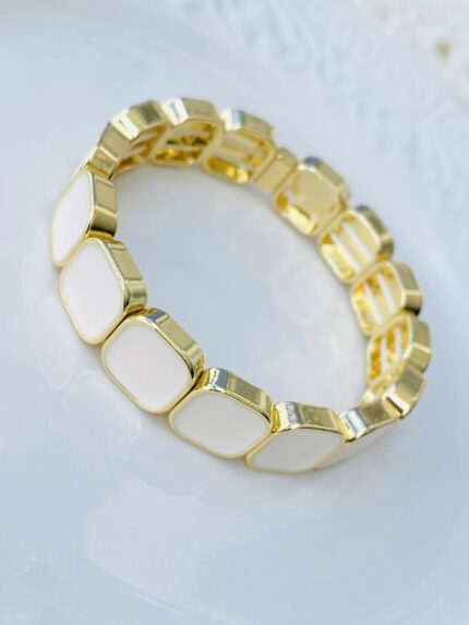 Pulsera Elástica Cuadros Beige