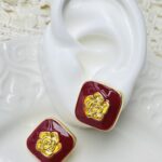 Arete Placa Flor Vino