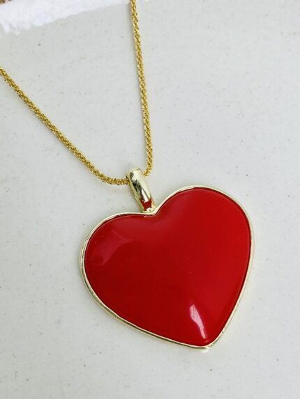 Cadena Larga corazón Maxi rojo