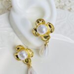 Arete Flor Perla Colgante
