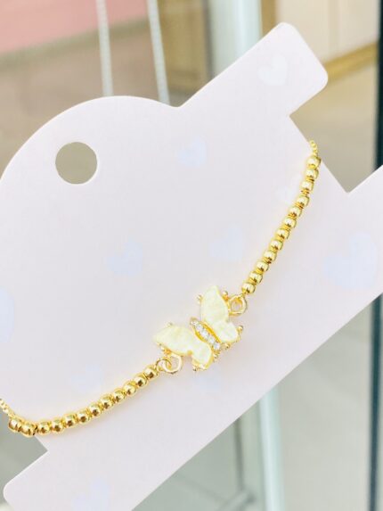Pulsera Balines Mariposa  Nácar Amarilla