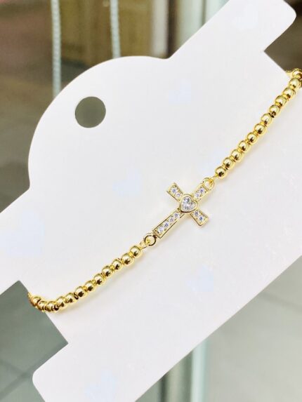 Pulsera Balines Cruz Circonada