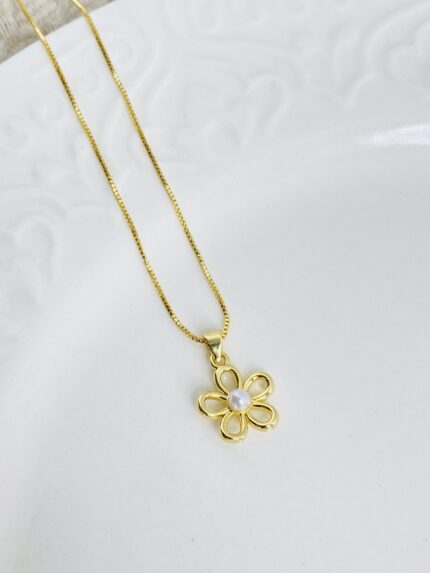 Cadena flor punto perla
