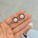 Aretes Topo perla  Vinotinto