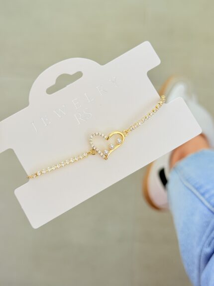 Pulsera corazón silueta perla