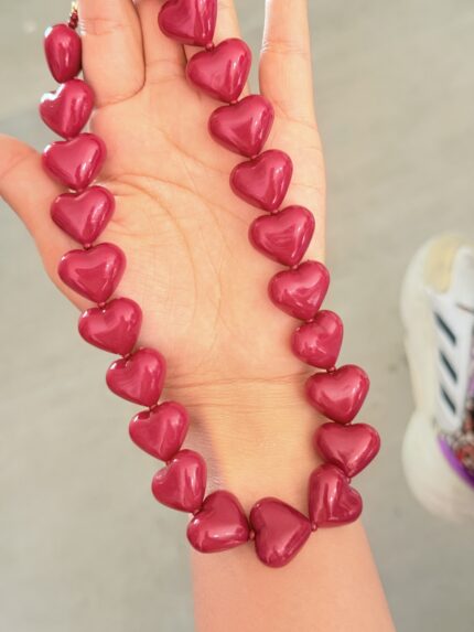Collar Corazones Vino tinto