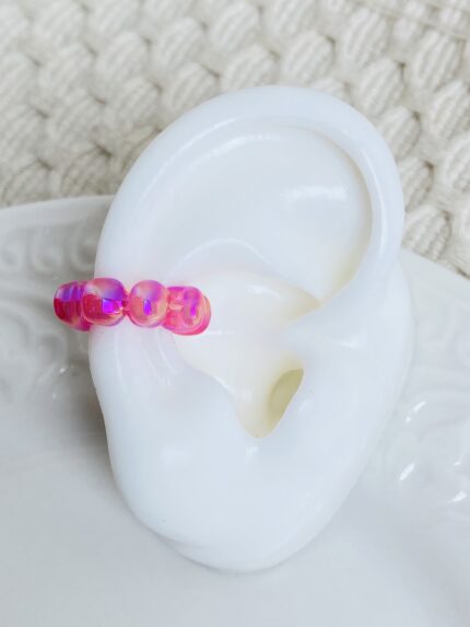 Earcuff Estrella Corazon Fucsia