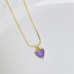 Cadena corazón latido lila