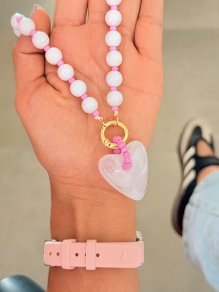 Collar Corazón Natural Rosa