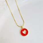 Cadena Placa Roja Corazon