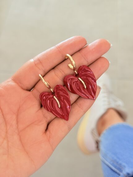 Aretes Hoja Roja Chic