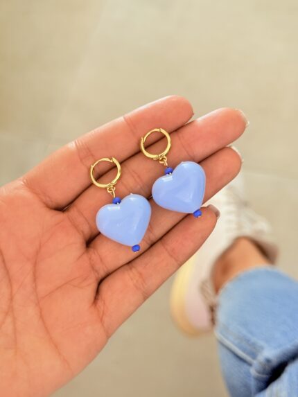 Candongas Chicle Corazon Azul Bebé