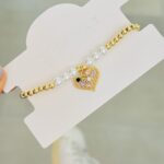 Pulsera Balin Perla Corazon Colores