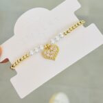 Pulsera Balin Perla Corazon Blanco