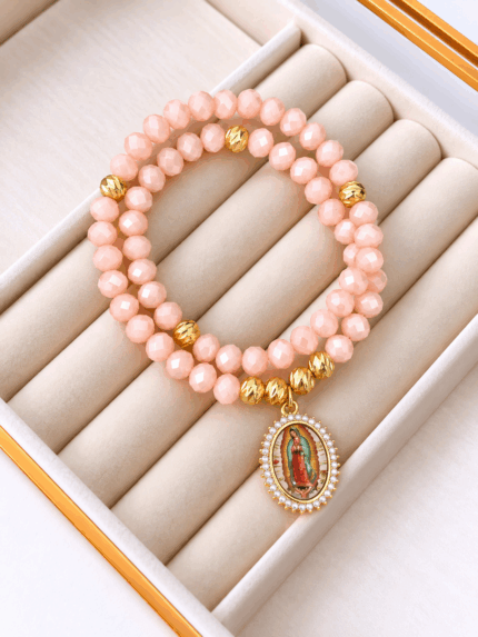 Pulsera Rosario Rosada Virgen de Guadalupe