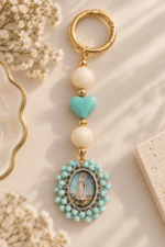 Llavero Virgen de Fatima - Verde Menta